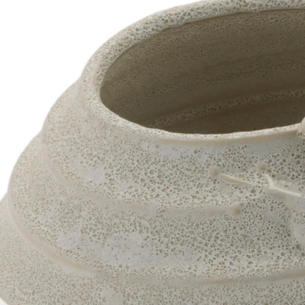 Set of Two Beige Porcelain 1 Ounce Frog Round Pot Planters