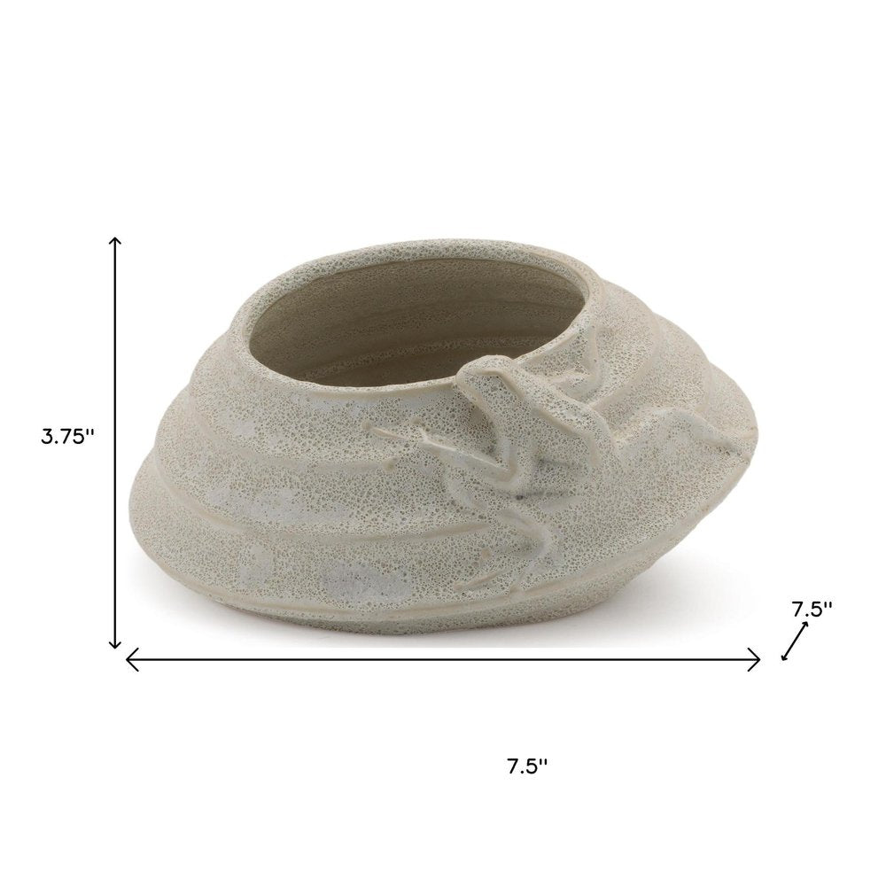 Set of Two Beige Porcelain 1 Ounce Frog Round Pot Planters