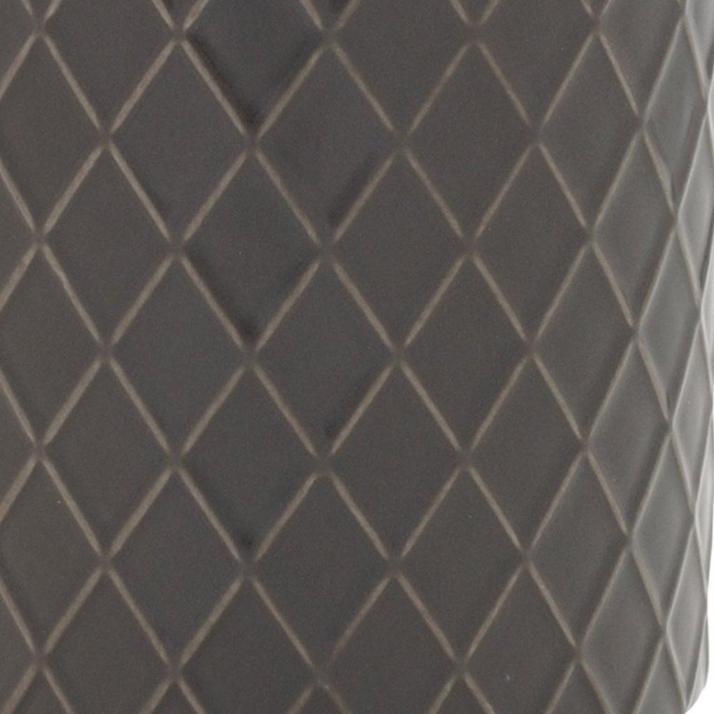 Set of Two Beige And Gray Ceramic 1 Ounce Lattice Round Pot Planters