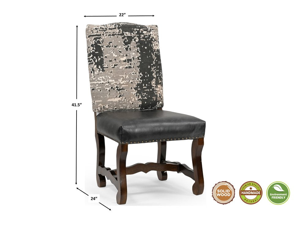 Seven Piece Brown Solid Wood Dining Set with Six Chairs