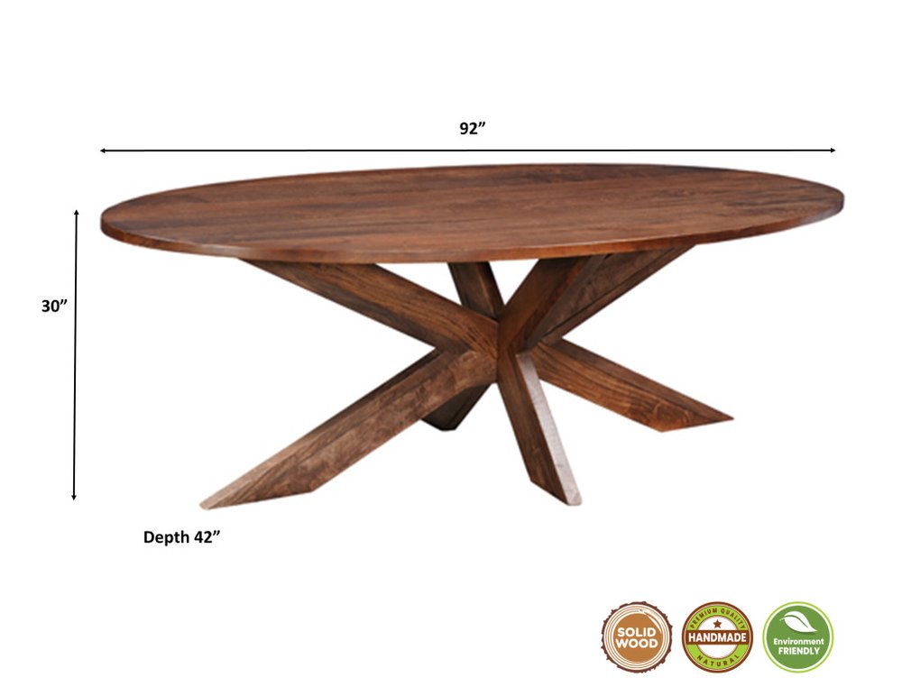 Seven Piece Brown Solid Wood Dining Set with Six Chairs
