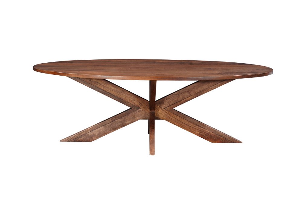 Seven Piece Brown Solid Wood Dining Set with Six Chairs
