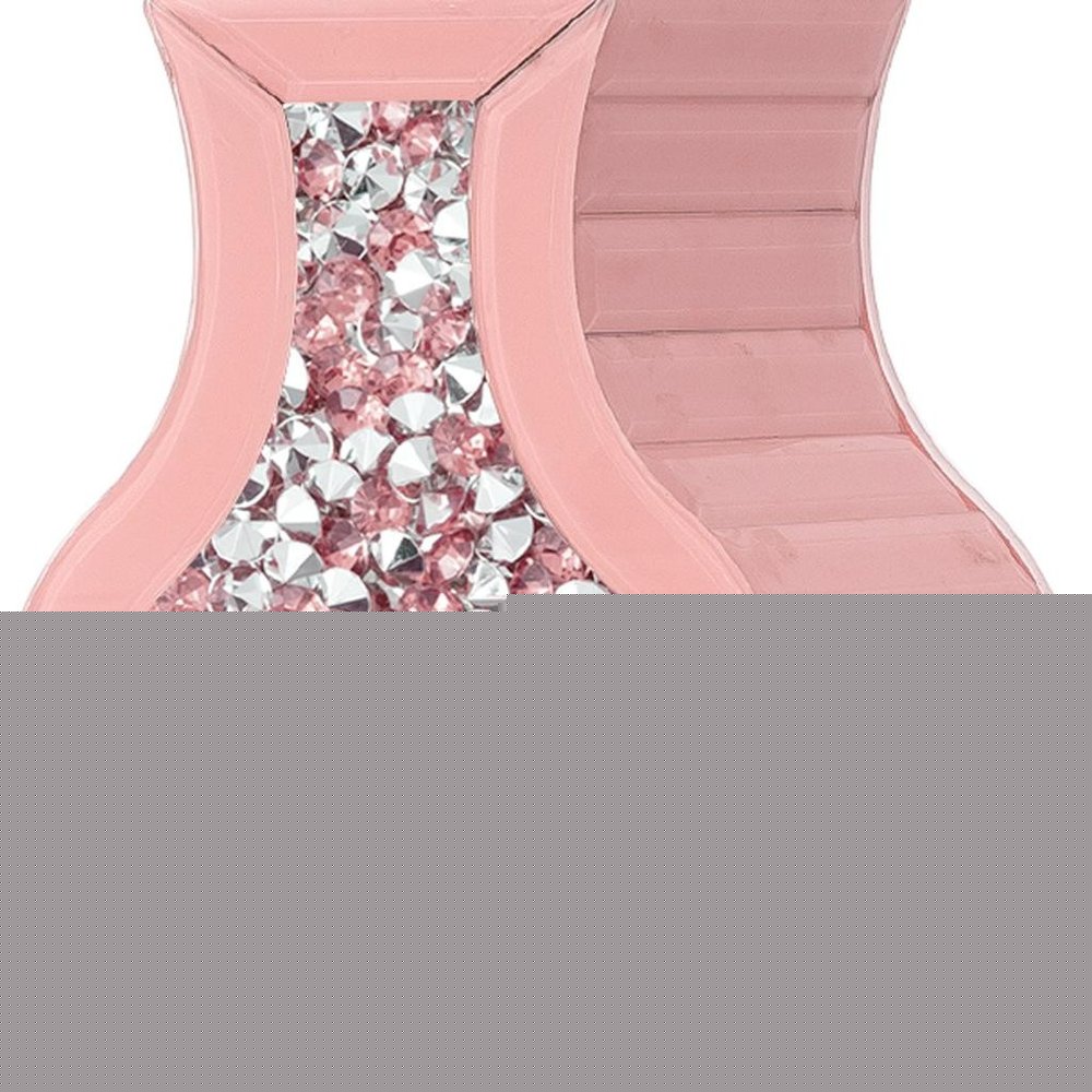 27" Pink Mirrored Glass Floor Vase With Faux Crystals