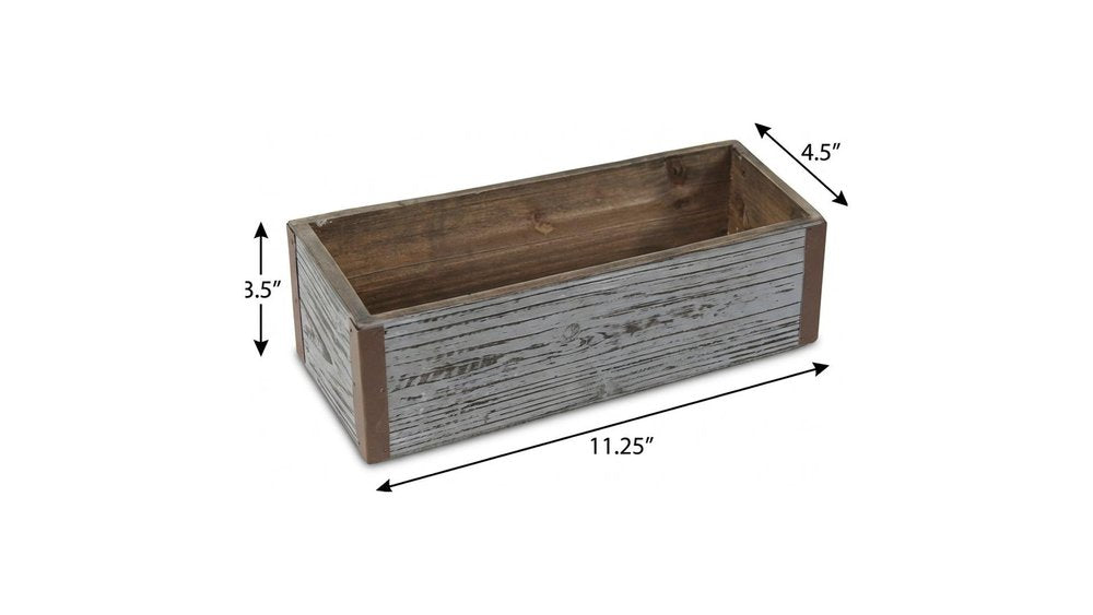Gray Wood 98 Ounce Rectangular Distressed Planter Box