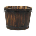 Brown Wood And Metal 1000 Ounce Round Distressed Planter Box