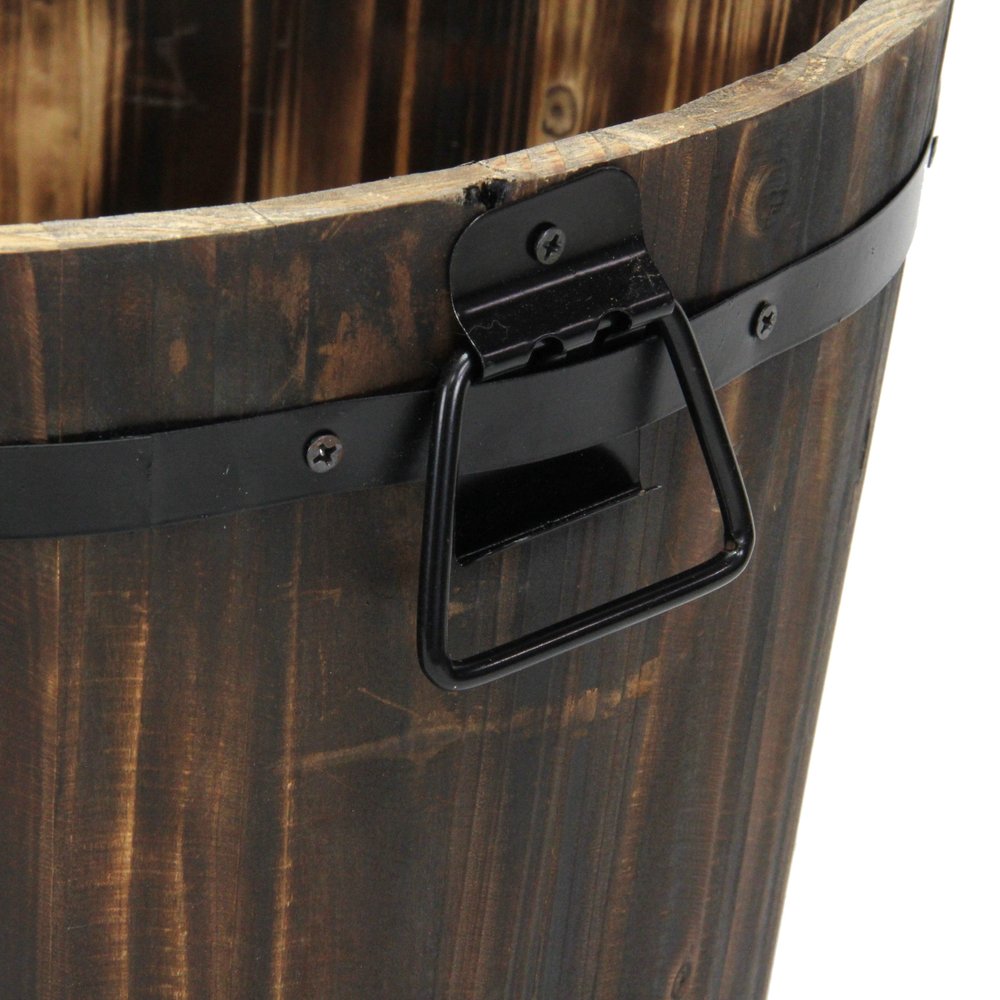 Brown Wood And Metal 800 Ounce Round Distressed Planter Box