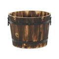 Brown Wood And Metal 400 Ounce Round Distressed Planter Box