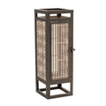 16" Brown Geometric Iron Tabletop Pillar Candle Holder