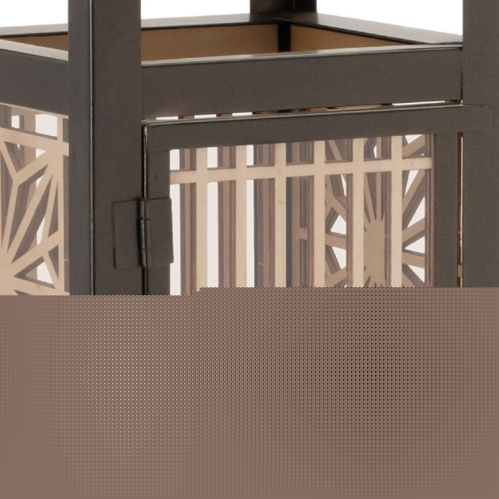 16" Brown Geometric Iron Tabletop Pillar Candle Holder