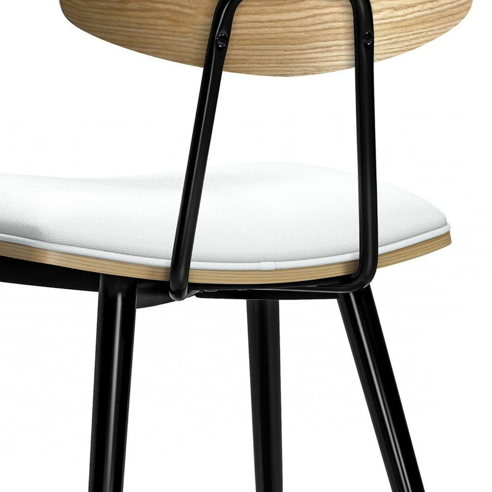 Set of Two White and Black Solid Wood Dining Parsons Chairs
