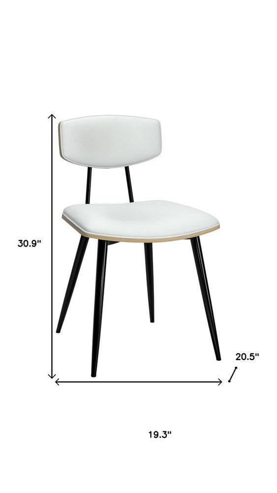 Set of Two White and Black Solid Wood Dining Parsons Chairs