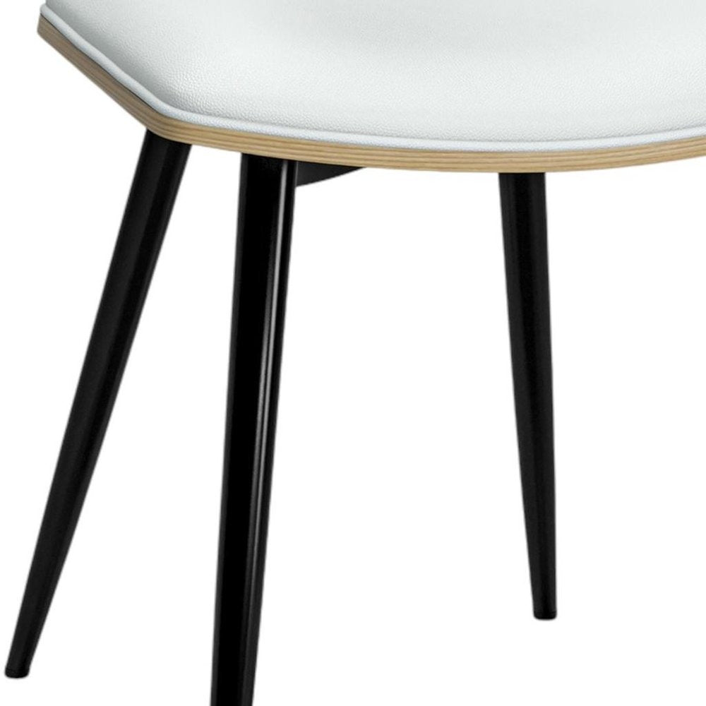 Set of Two White and Black Solid Wood Dining Parsons Chairs
