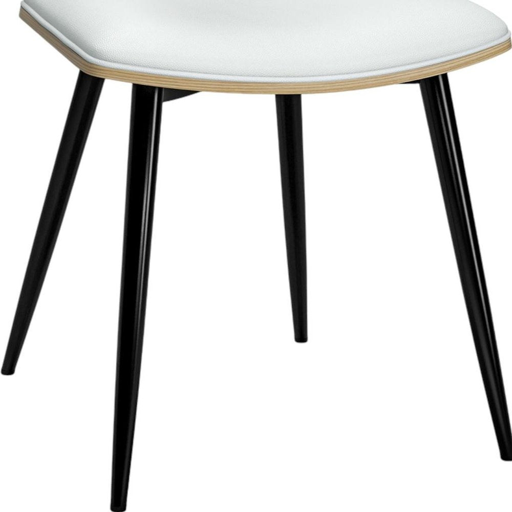 Set of Two White and Black Solid Wood Dining Parsons Chairs