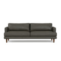 90" Black Leather Sofa With Brown Legs