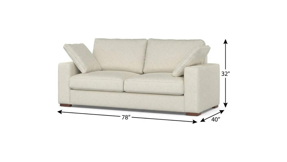 78" Cream Fabric Sofa With Brown Legs