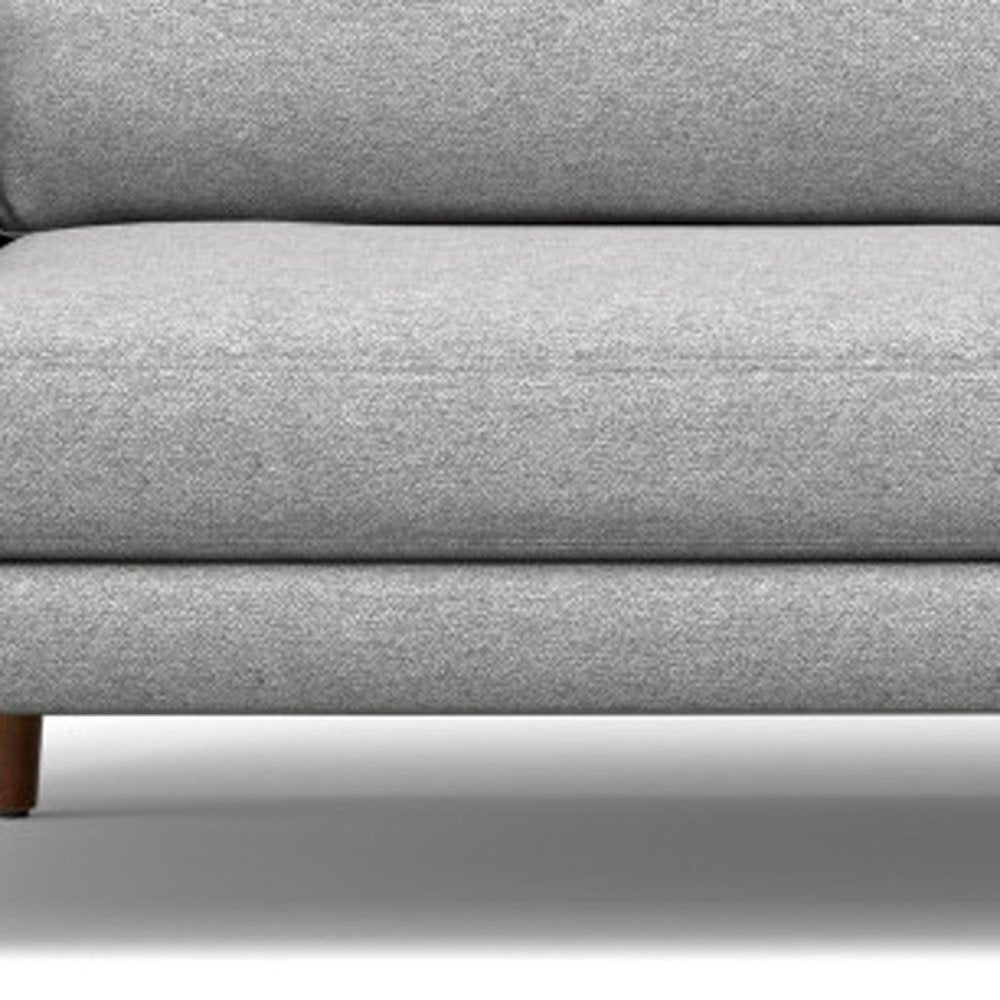 90" Gray Fabric Sofa With Brown Legs
