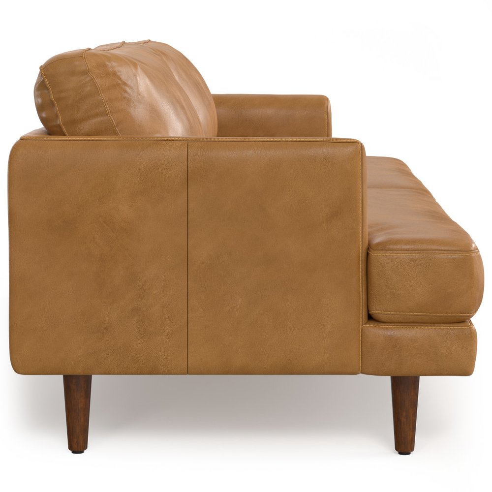90" Sienna Leather Sofa With Brown Legs