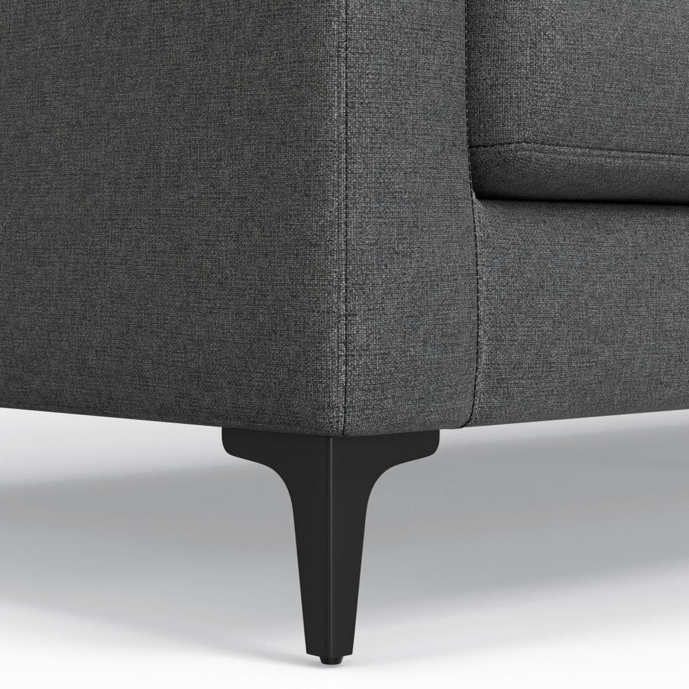 76" Gray Fabric Sofa With Black Legs