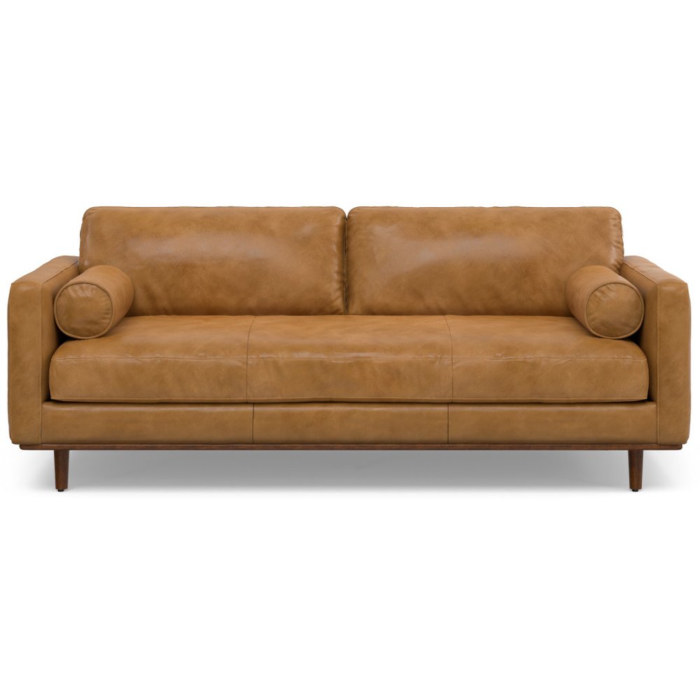 89" Sienna Leather Sofa With Brown Legs