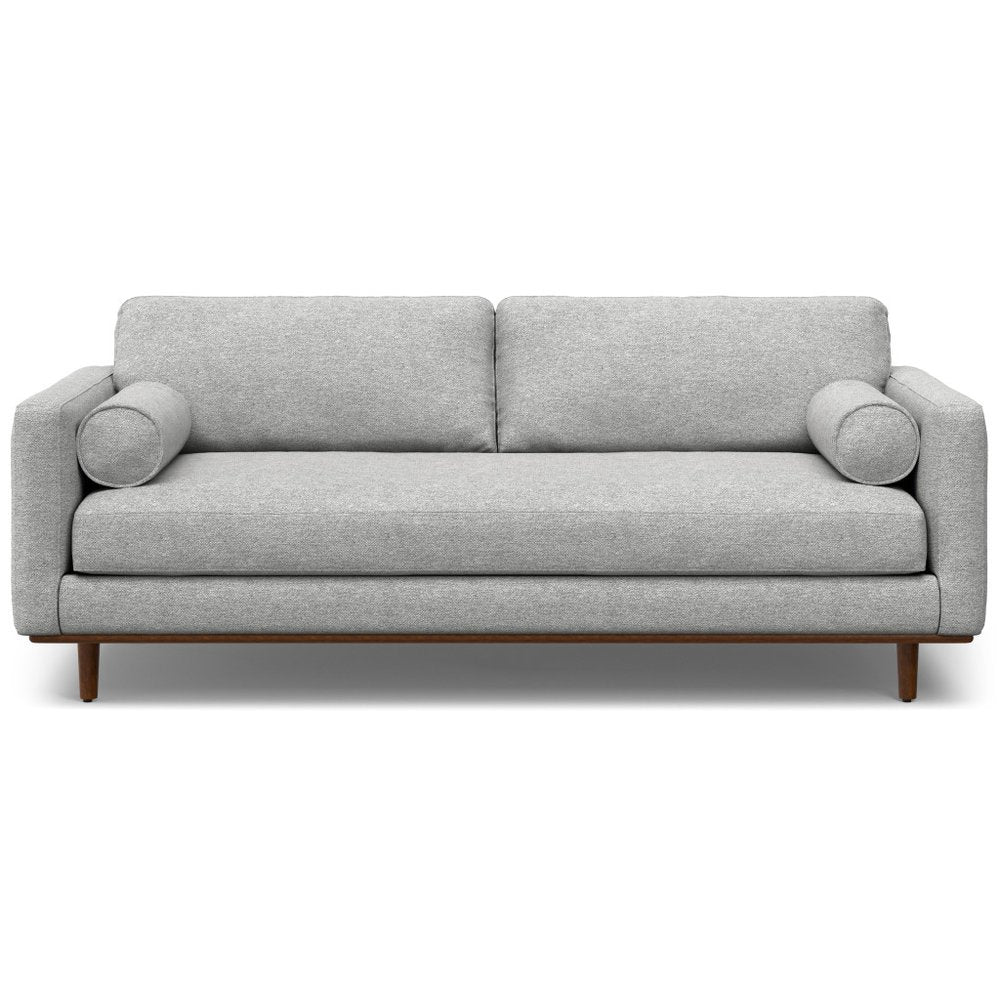 89" Gray Fabric Sofa With Brown Legs