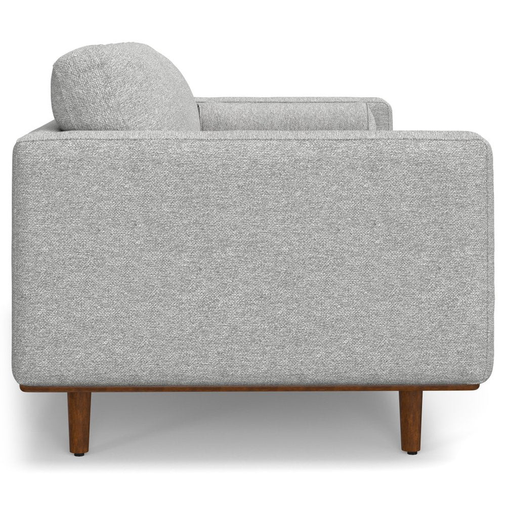 89" Gray Fabric Sofa With Brown Legs