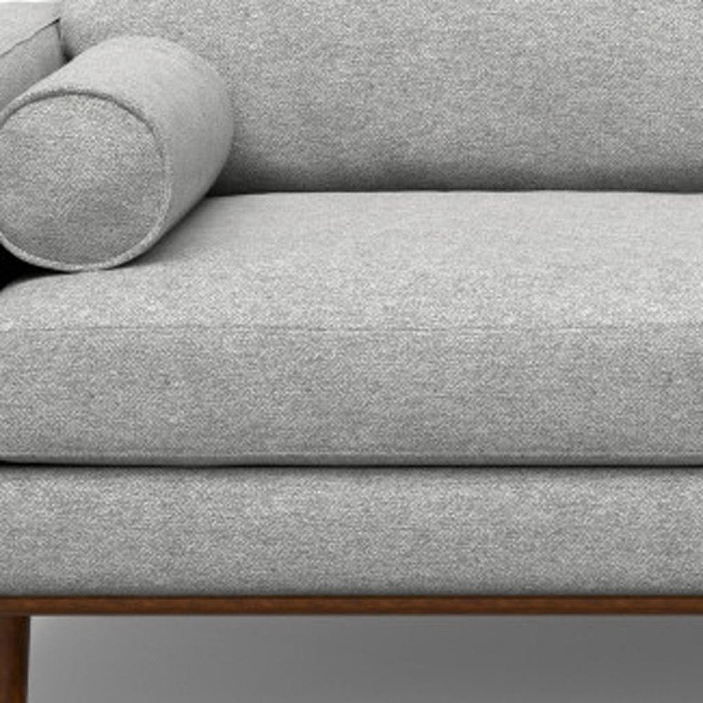89" Gray Fabric Sofa With Brown Legs