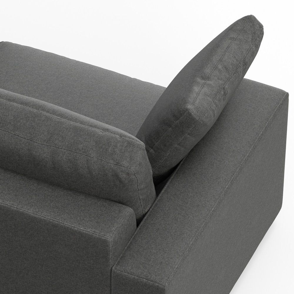 96" Gray Fabric Sofa With Brown Legs