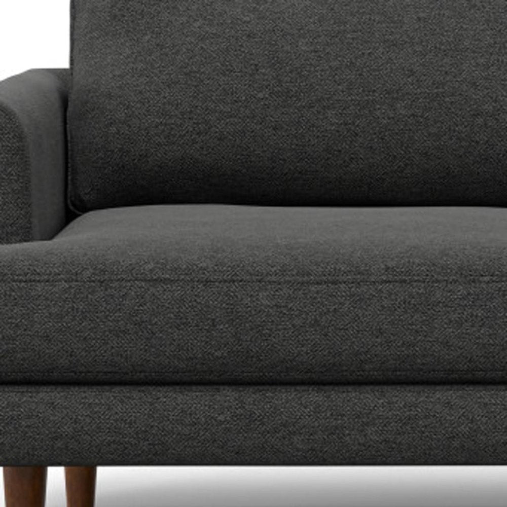 76" Gray Fabric Sofa With Brown Legs
