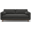 89" Gray Fabric Sofa With Brown Legs