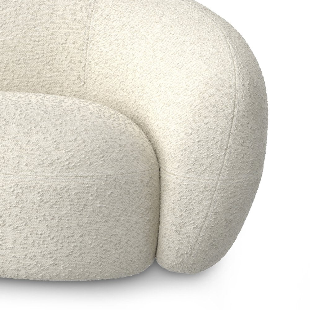 89" Cream Fabric Sofa With Walnut Legs
