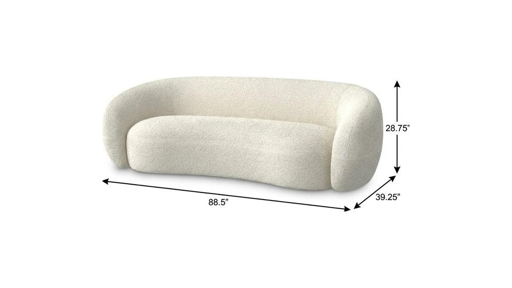 89" Cream Fabric Sofa With Walnut Legs