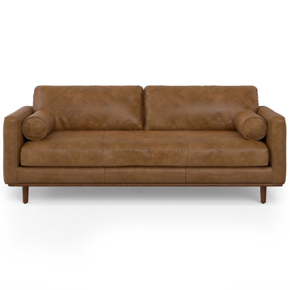 89" Brown Leather Sofa