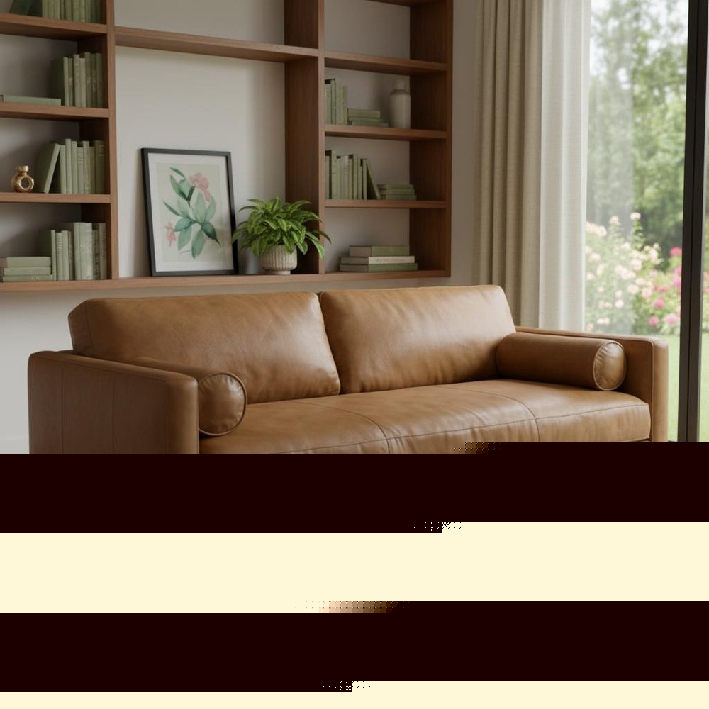 89" Brown Leather Sofa