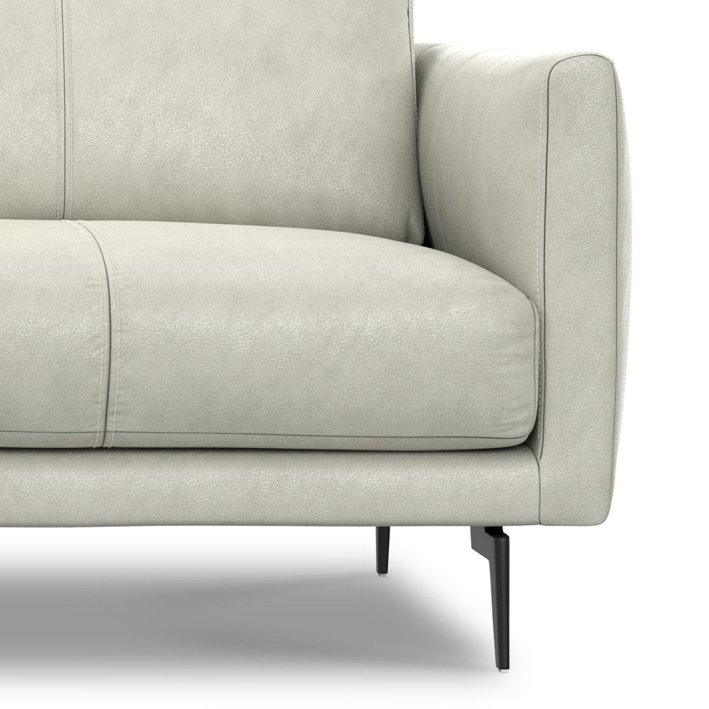 81" Gray Leather Sofa With Black Legs