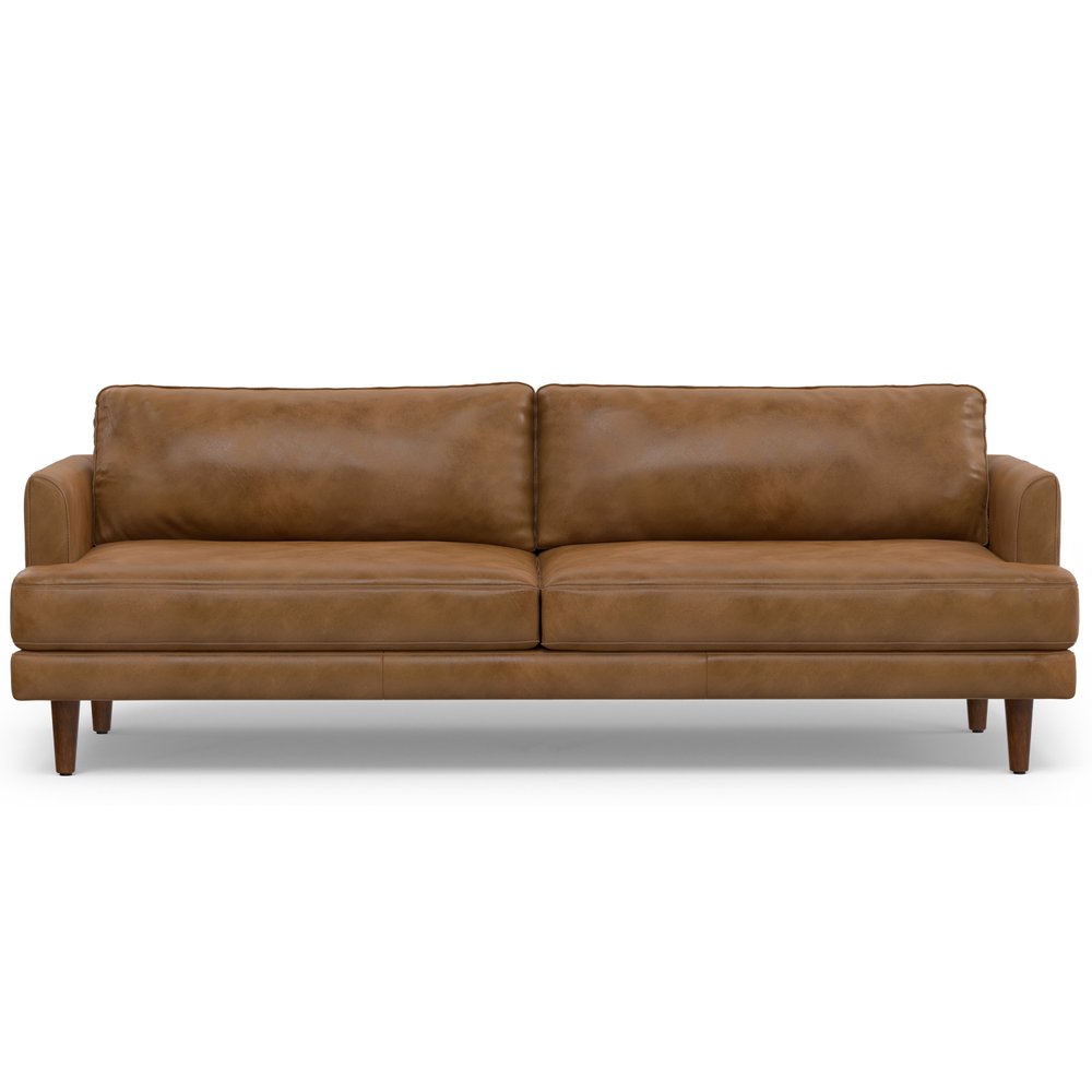 90" Brown Leather Sofa