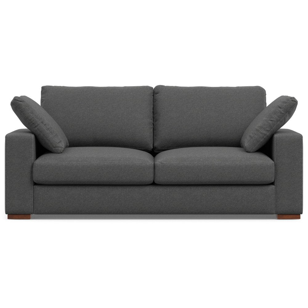 78" Gray Fabric Sofa With Brown Legs
