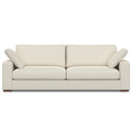96" Cream Fabric Sofa With Brown Legs