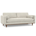 89" Cream Fabric Sofa With Brown Legs