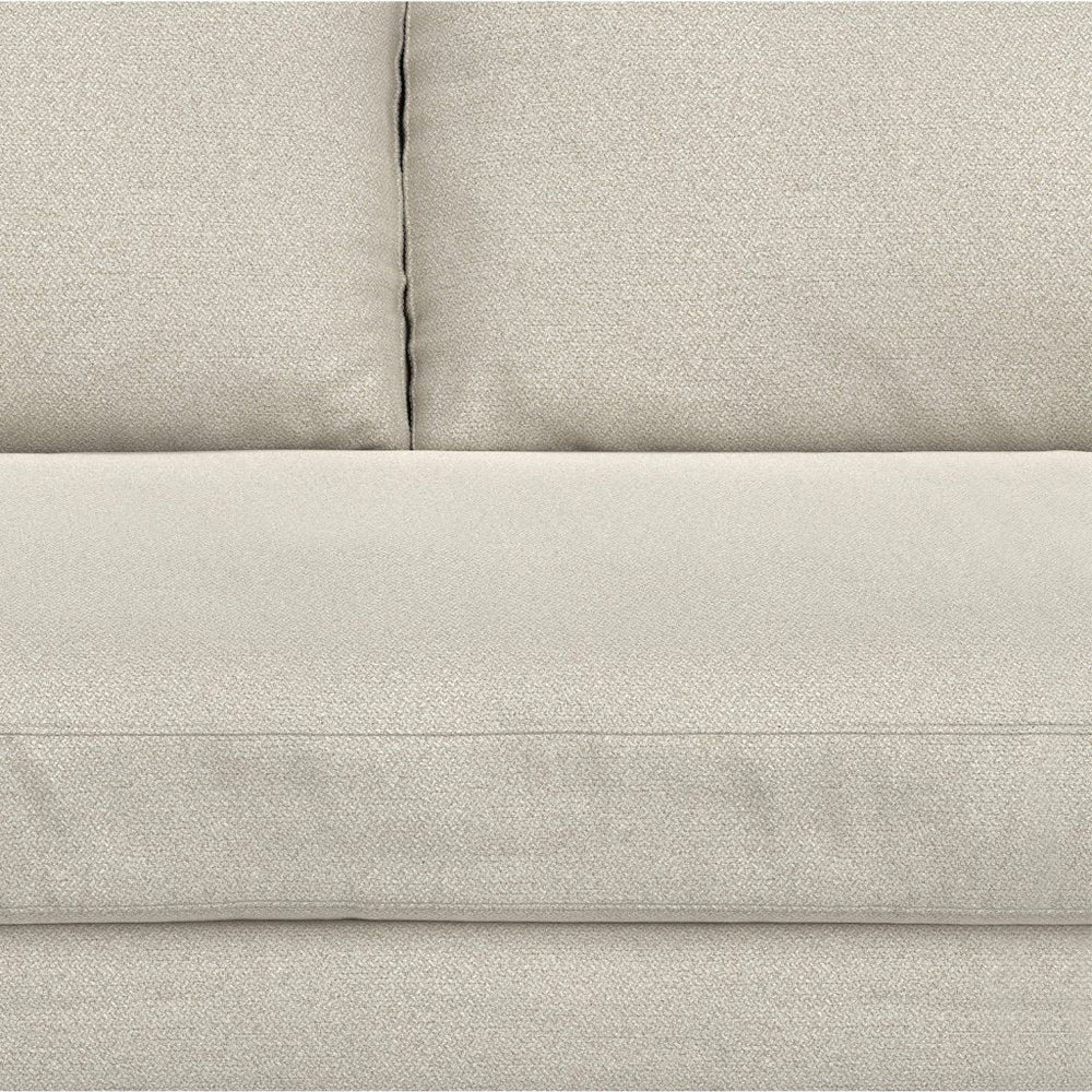 89" Cream Fabric Sofa With Brown Legs