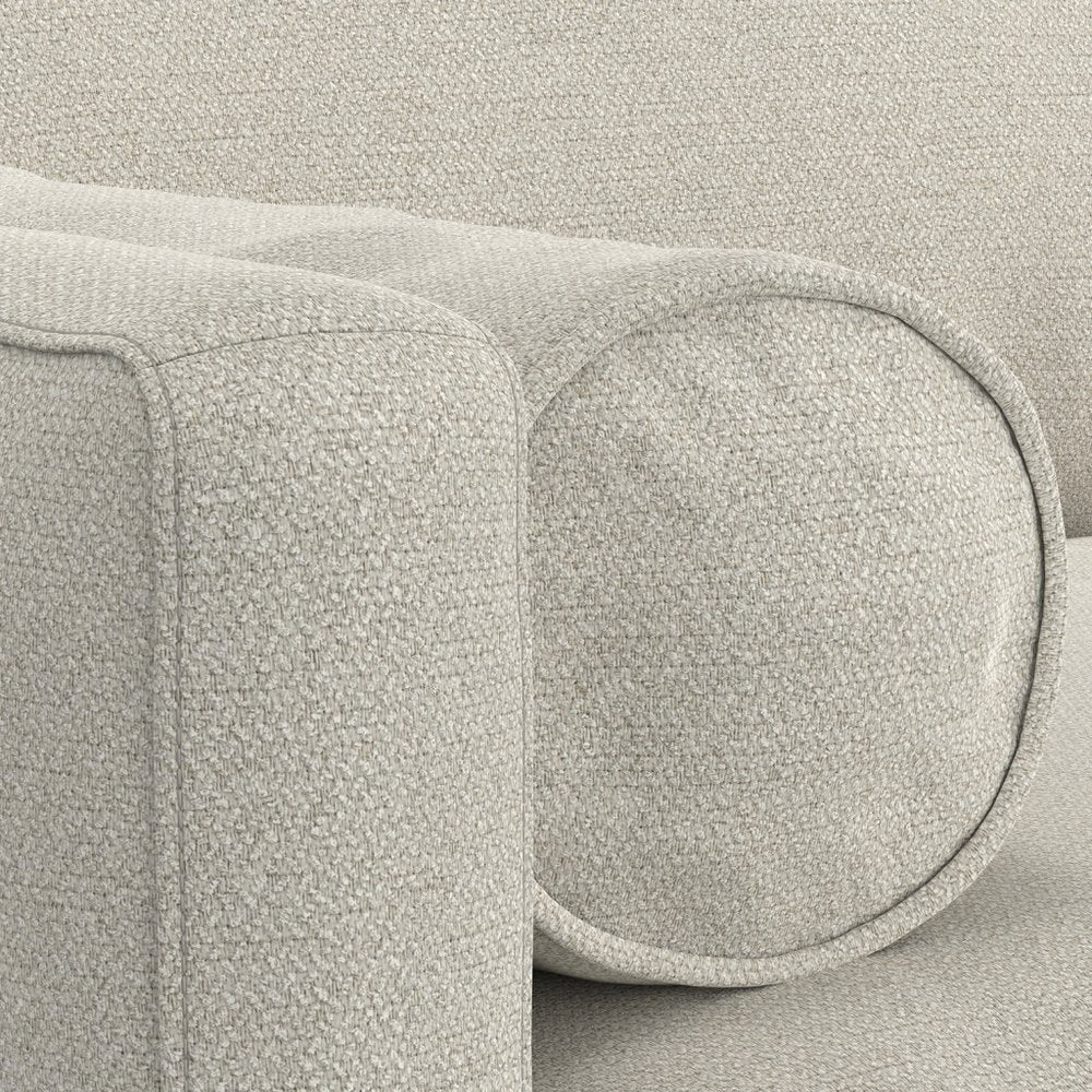 89" Cream Fabric Sofa With Brown Legs
