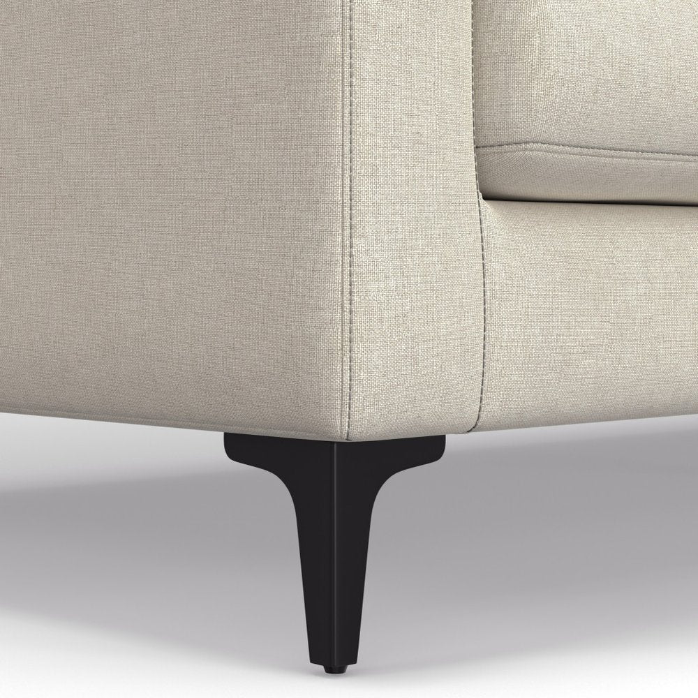 90" Cream Fabric Sofa With Black Legs