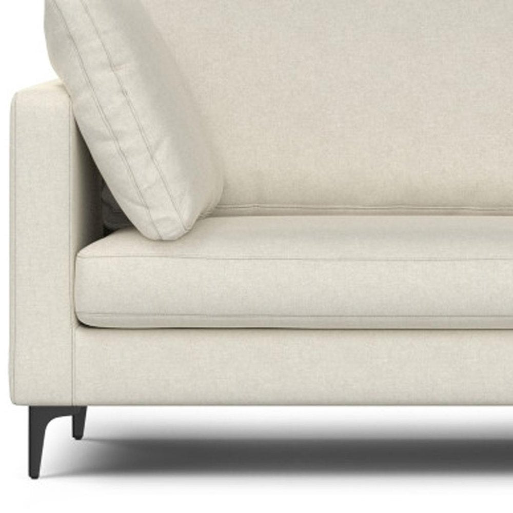 90" Cream Fabric Sofa With Black Legs