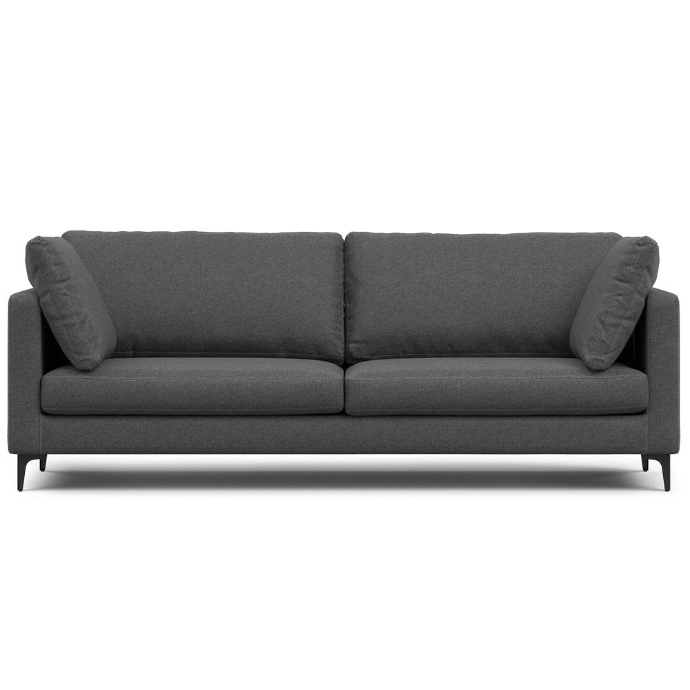 90" Gray Fabric Sofa With Black Legs
