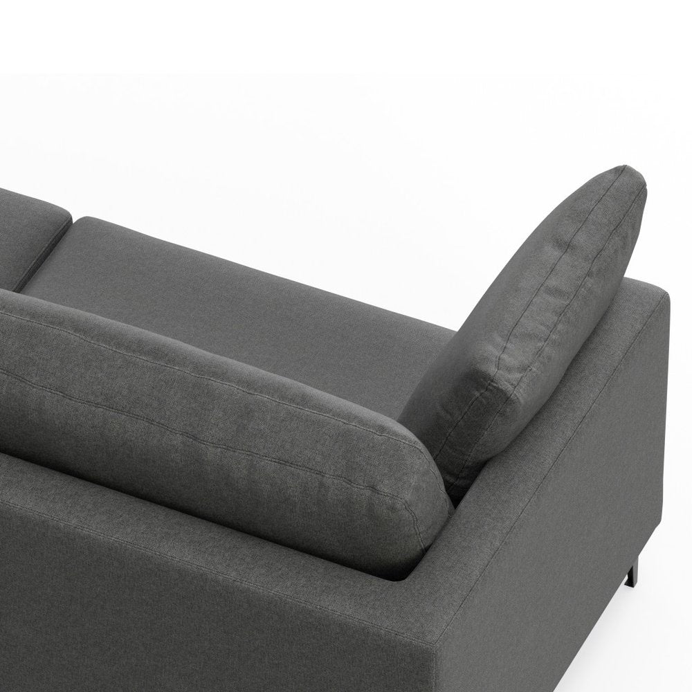 90" Gray Fabric Sofa With Black Legs