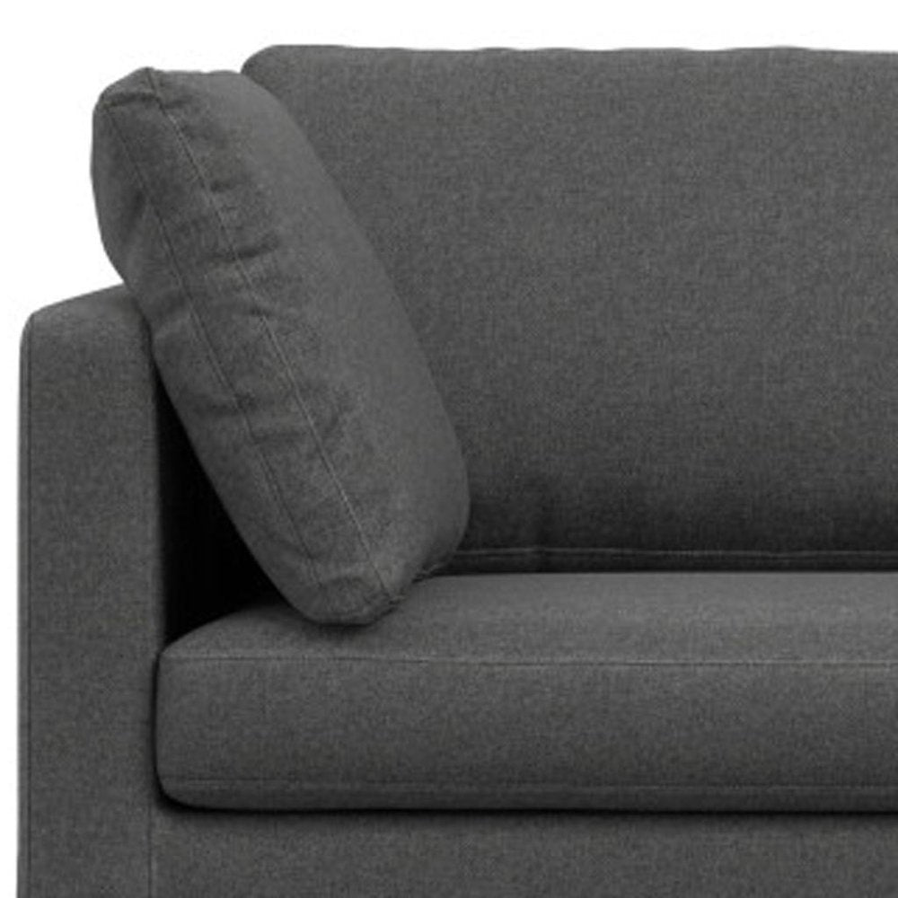 90" Gray Fabric Sofa With Black Legs
