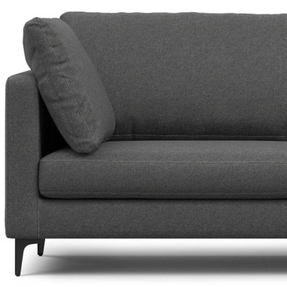 90" Gray Fabric Sofa With Black Legs