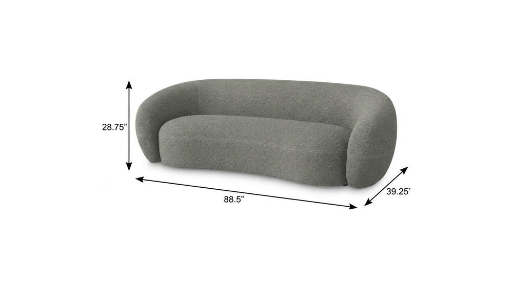 89" Gray Fabric Sofa With Walnut Legs