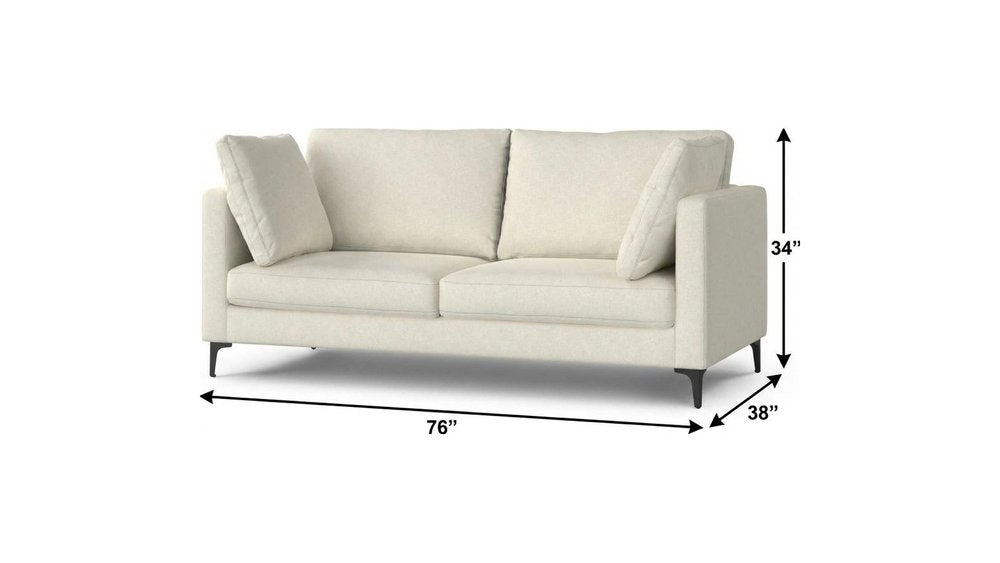 76" Cream Fabric Sofa With Black Legs