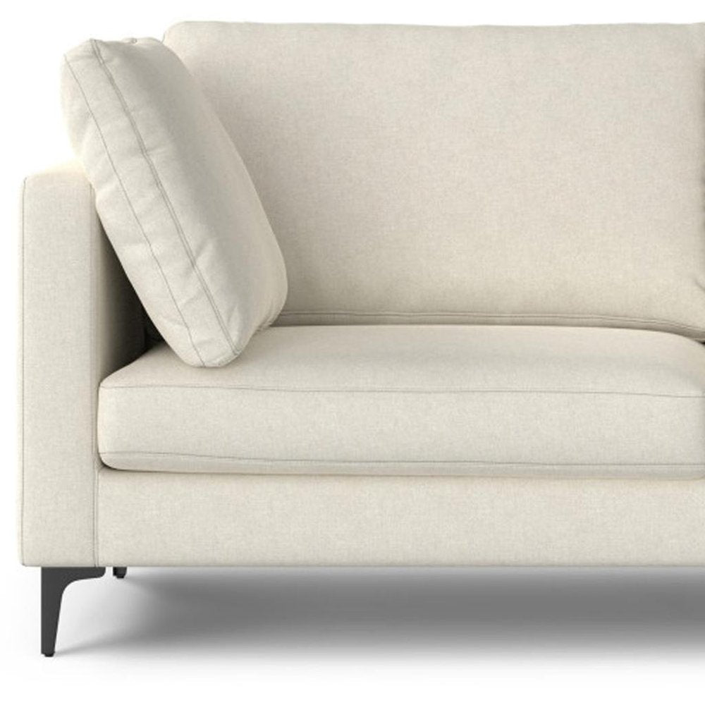 76" Cream Fabric Sofa With Black Legs
