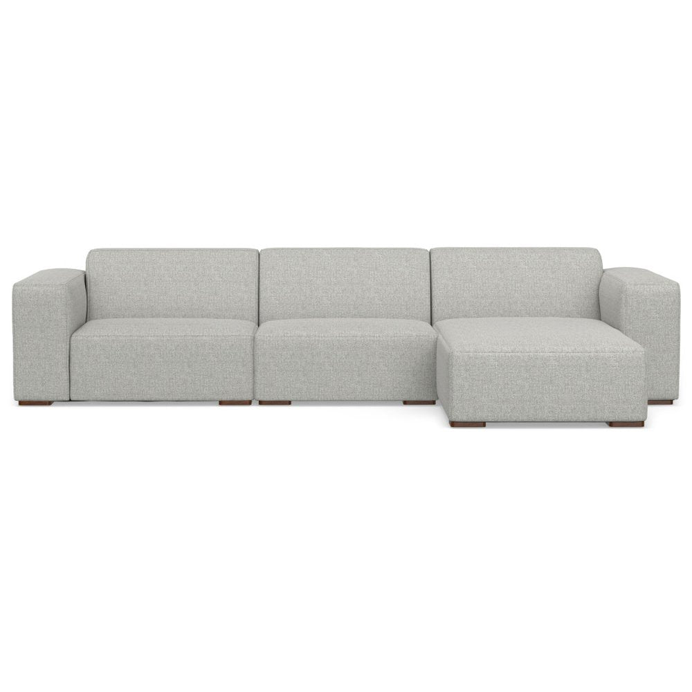 122" Gray Fabric Modular Sofa With Brown Legs